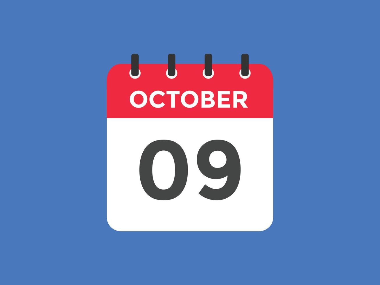 october 9 calendar reminder. 9th october daily calendar icon template. Calendar 9th october icon Design template. Vector illustration