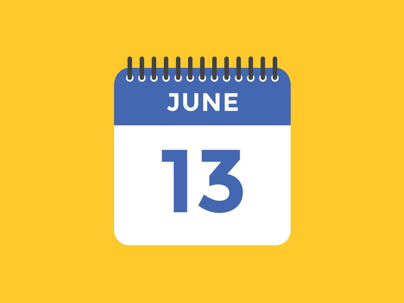 june 13 calendar reminder. 13th june daily calendar icon template. Calendar  13th june icon Design template. Vector illustration 11058027 Vector Art at  Vecteezy