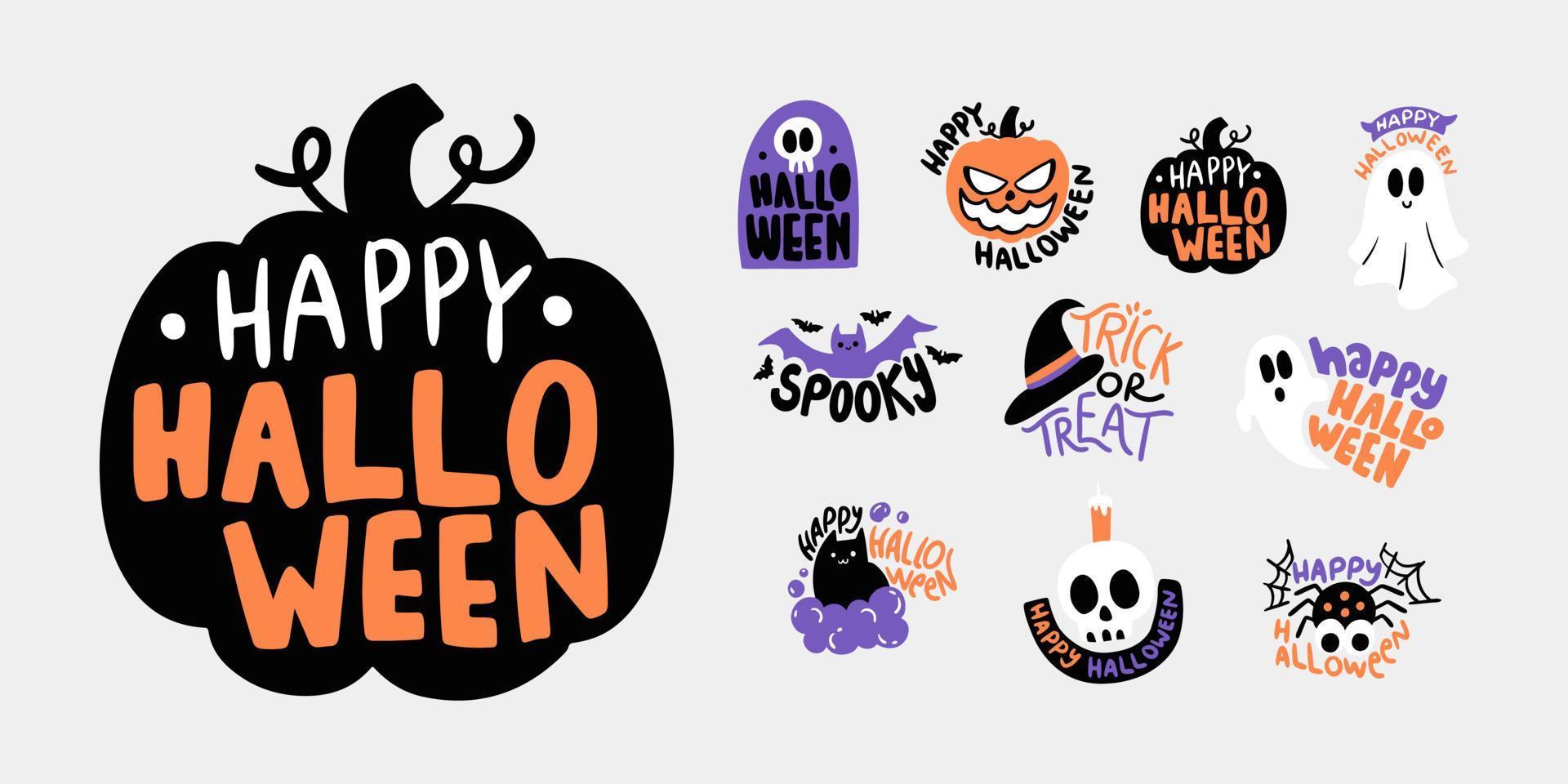 feliz halloween colección icono decorativo elemento forma vectorial vector