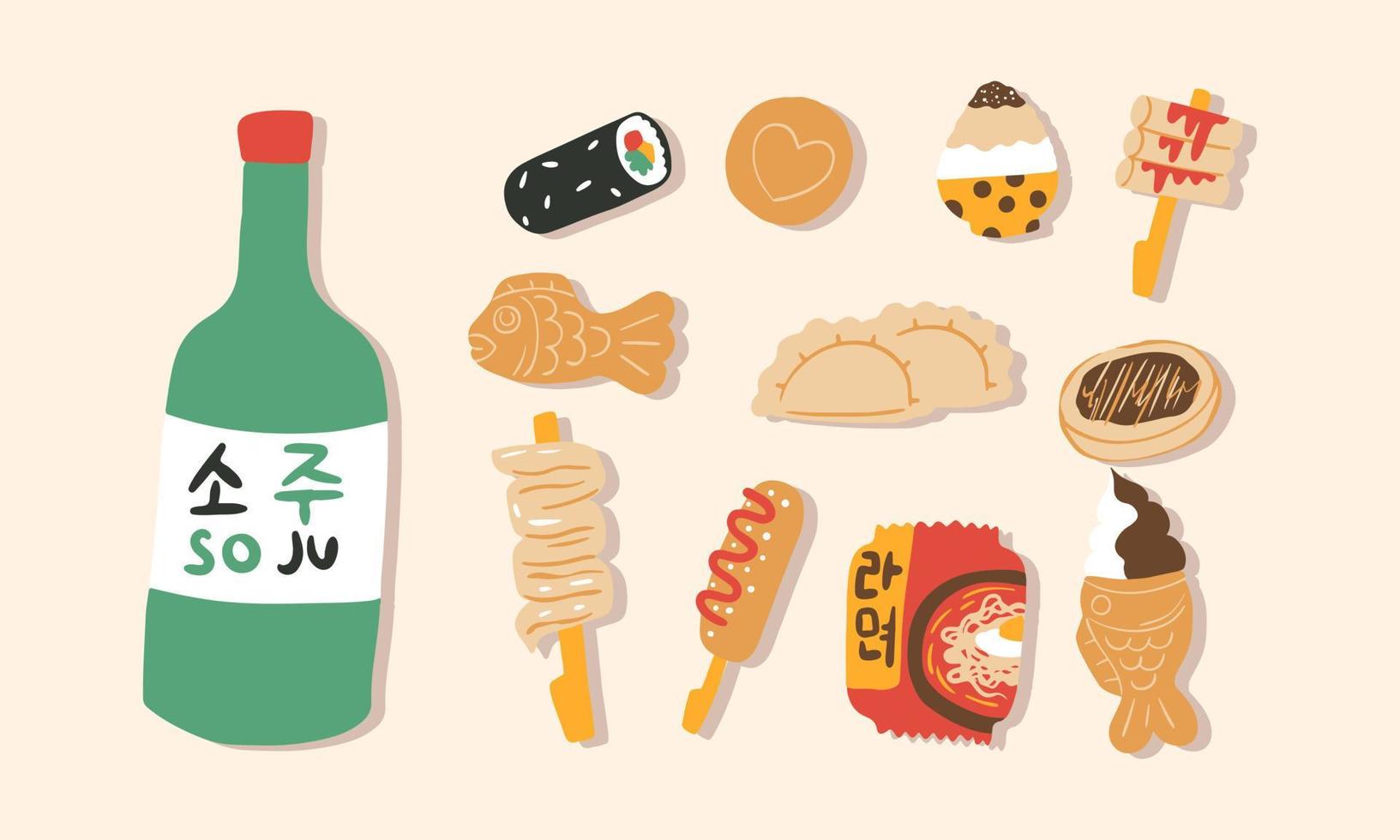 conjunto de colección de vectores de comida coreana