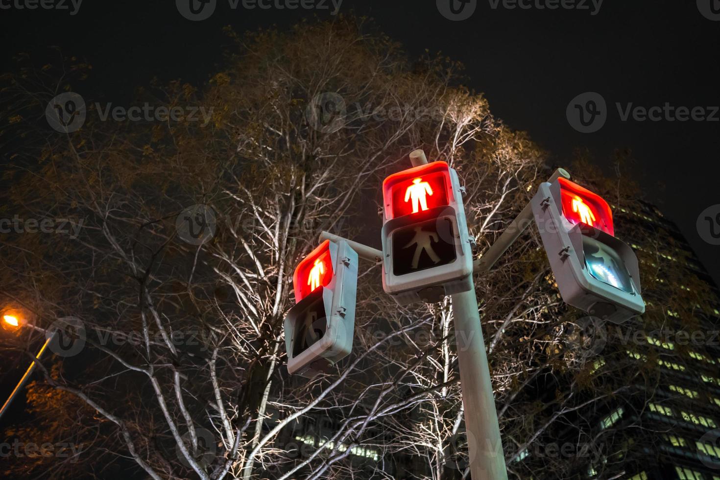 señal roja de tráfico para la gente a pie. foto