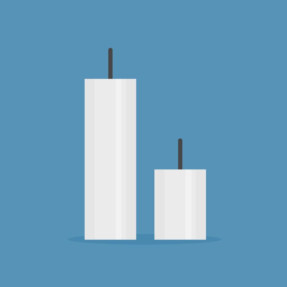 flat vector illustration of two candles on a blue background