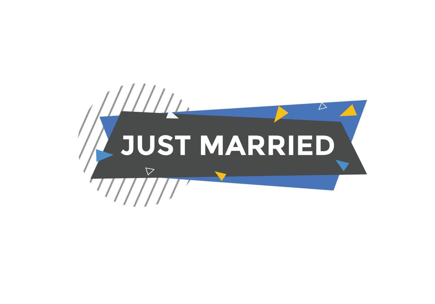 Just married text web template button. Just married Colorful label sign template. speech bubble vector