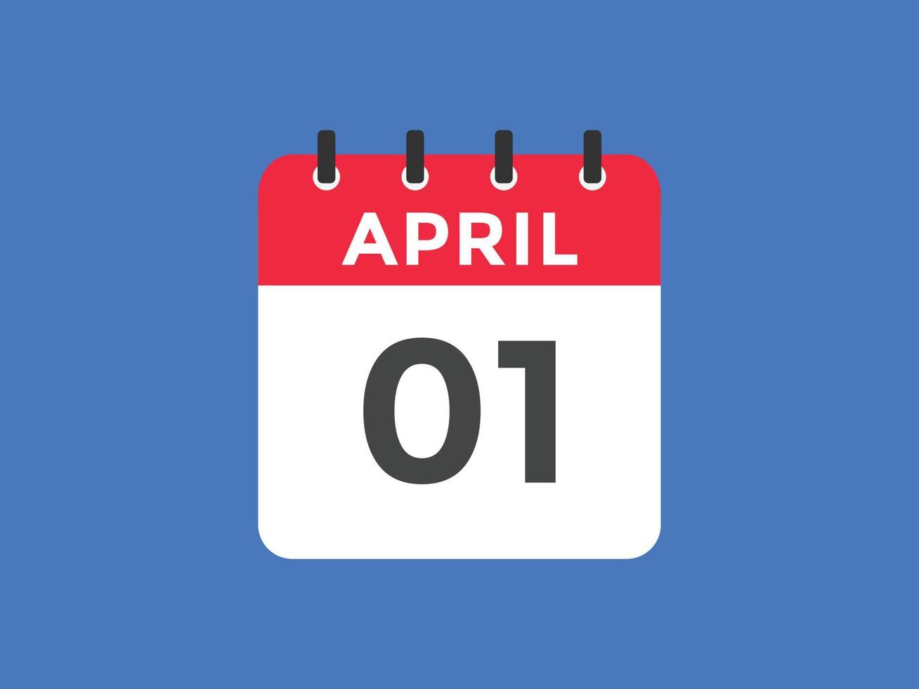 april 1 calendar reminder. 1st april daily calendar icon template. Calendar 1st april icon Design template. Vector illustration