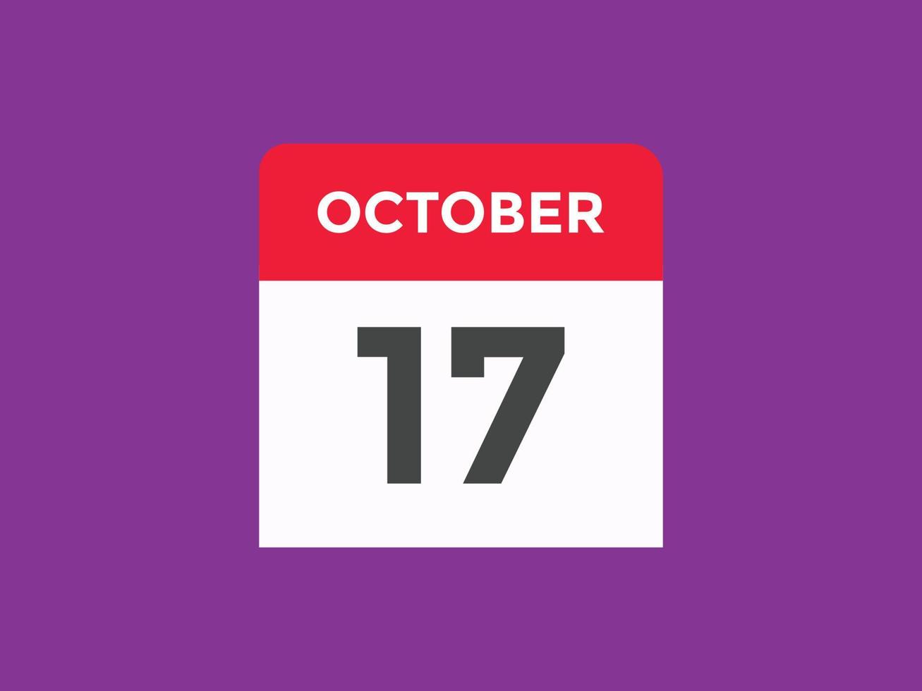 october 17 calendar reminder. 17th october daily calendar icon template. Calendar 17th october icon Design template. Vector illustration