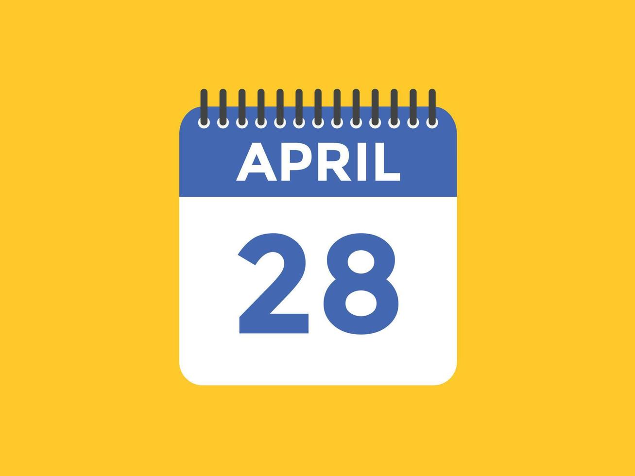 april 28 calendar reminder. 28th april daily calendar icon template. Calendar 28th april icon Design template. Vector illustration