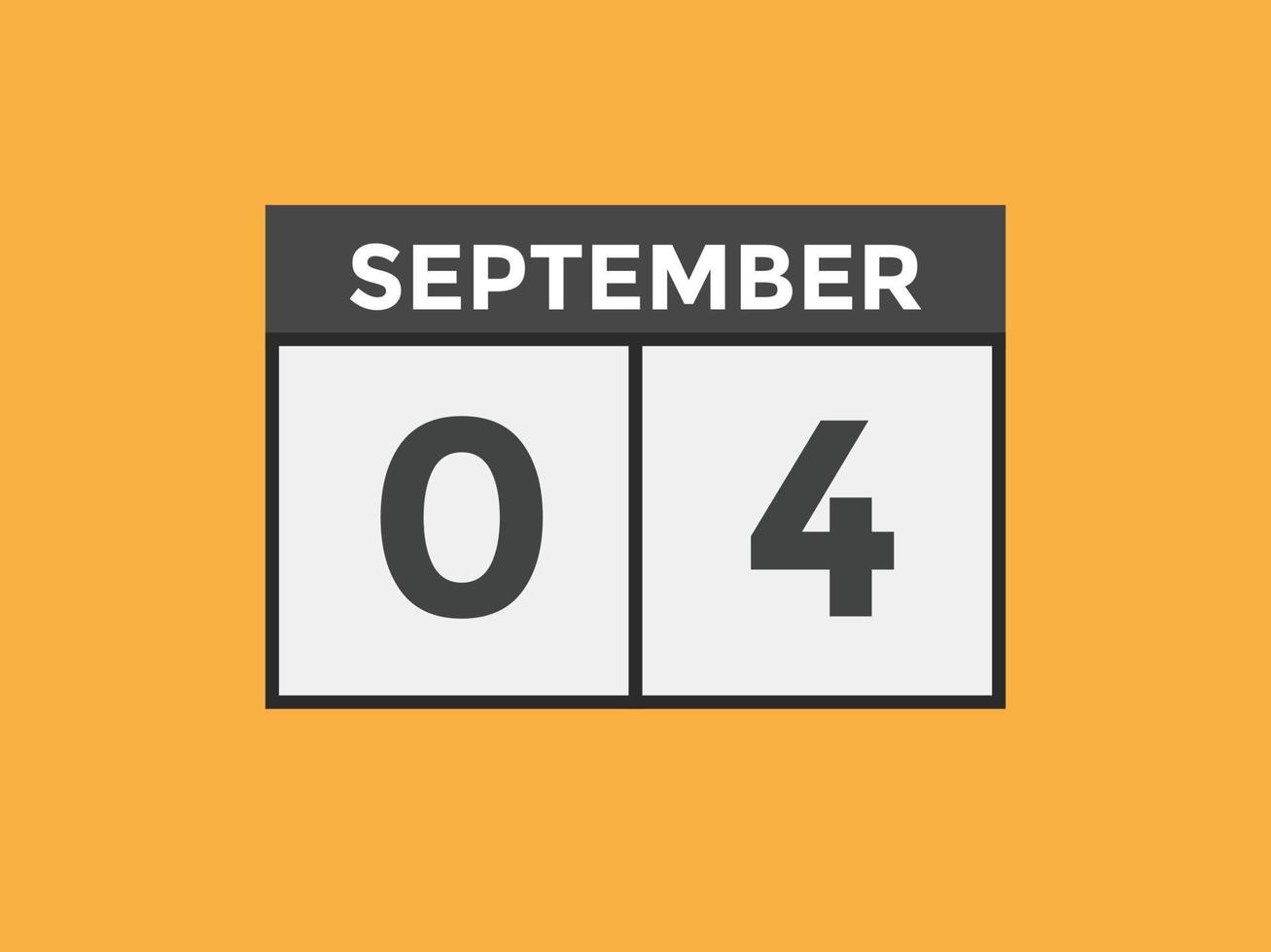 september 4 calendar reminder. 4th september daily calendar icon template. Calendar 4th september icon Design template. Vector illustration