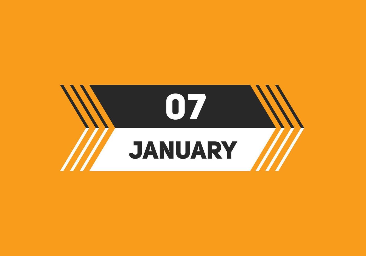 january 7 calendar reminder. 7th january daily calendar icon template. Calendar 7th january icon Design template. Vector illustration