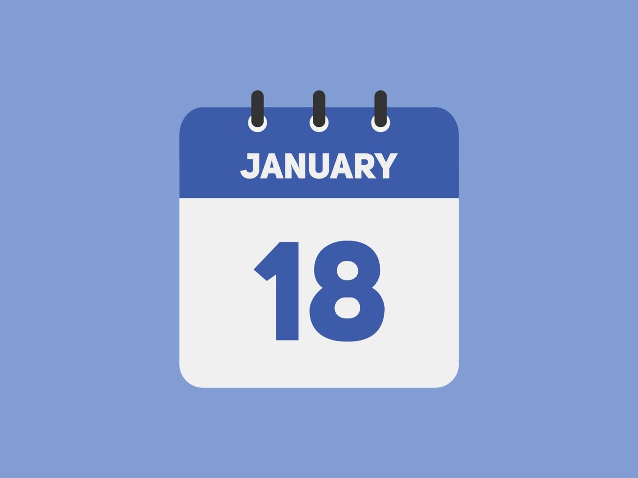 january 18 calendar reminder. 18th january daily calendar icon template. Calendar 18th january icon Design template. Vector illustration