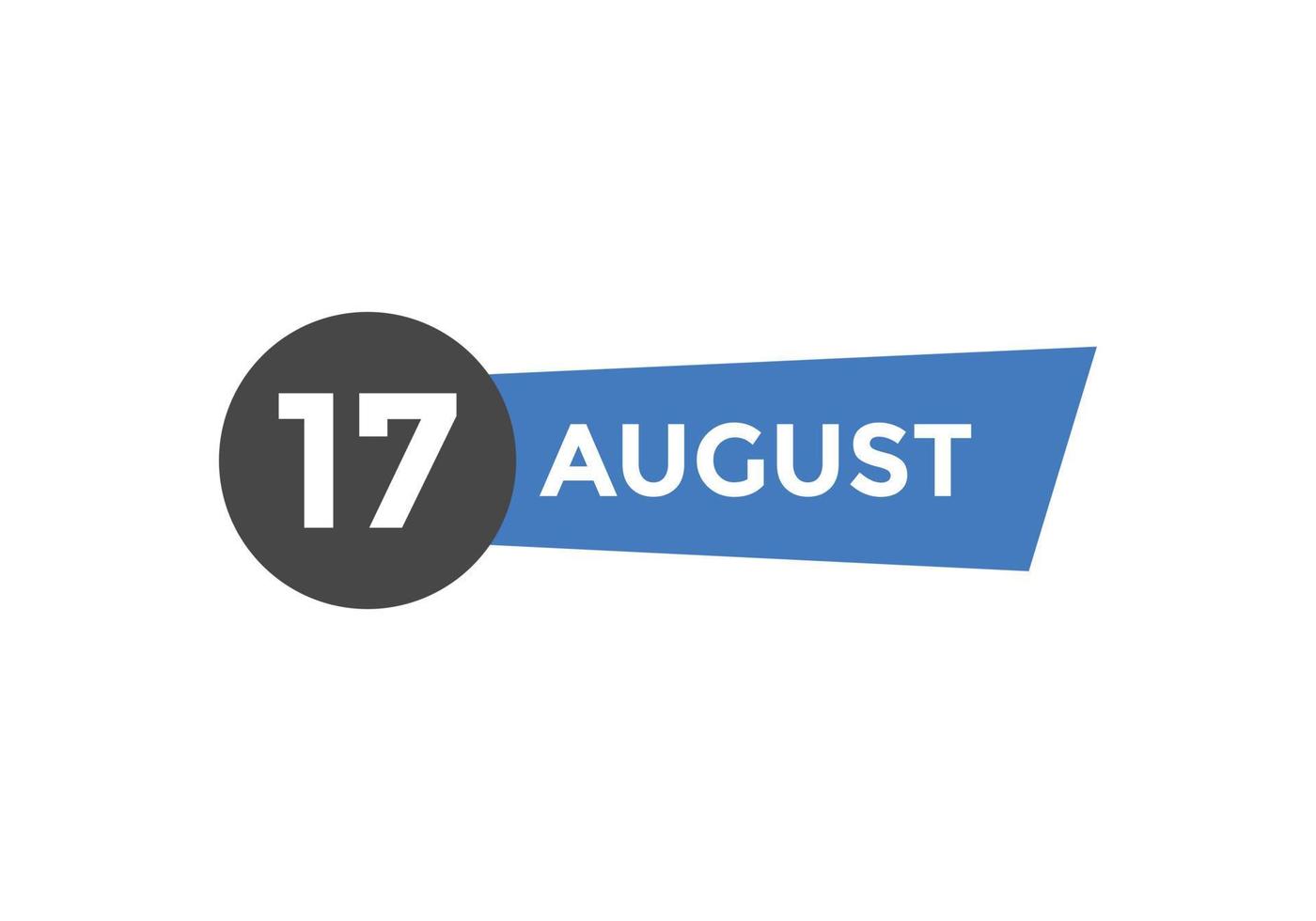 august 17 calendar reminder. 17th august daily calendar icon template. Calendar 17th august icon Design template. Vector illustration