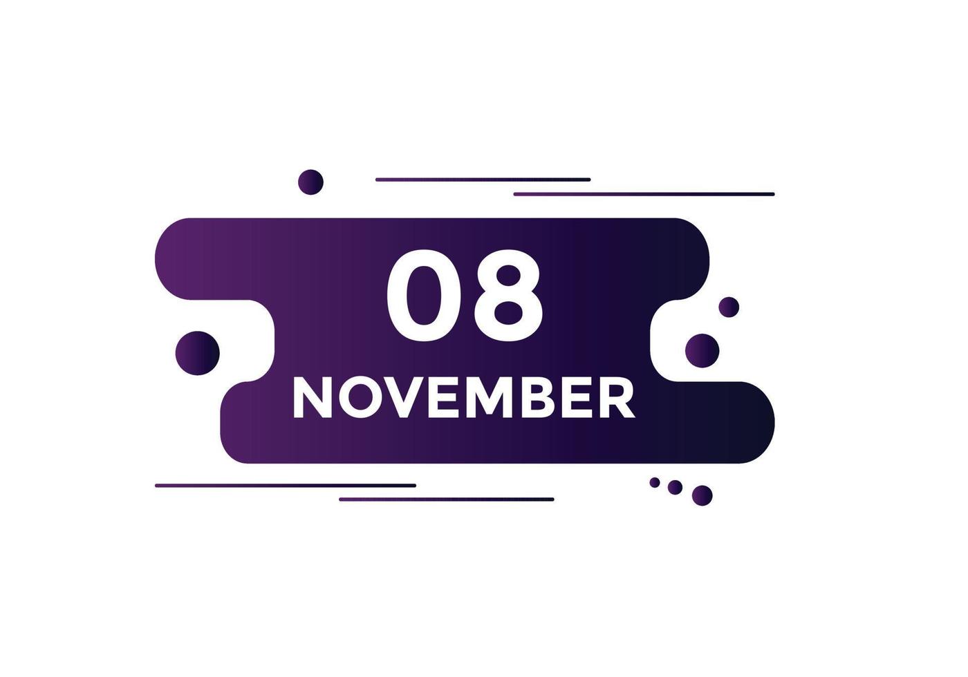 november 8 calendar reminder. 8th november daily calendar icon template. Calendar 8th november icon Design template. Vector illustration