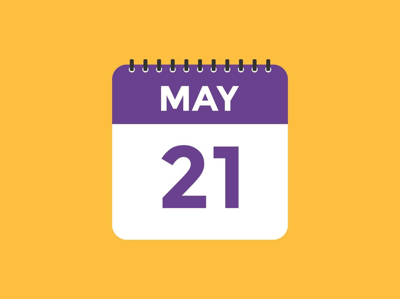 may 21 calendar reminder. 21th may daily calendar icon template