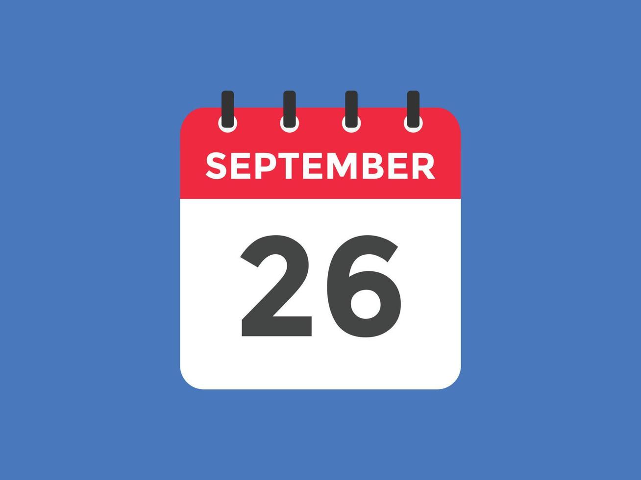 september 26 calendar reminder. 26th september daily calendar icon template. Calendar 26th september icon Design template. Vector illustration