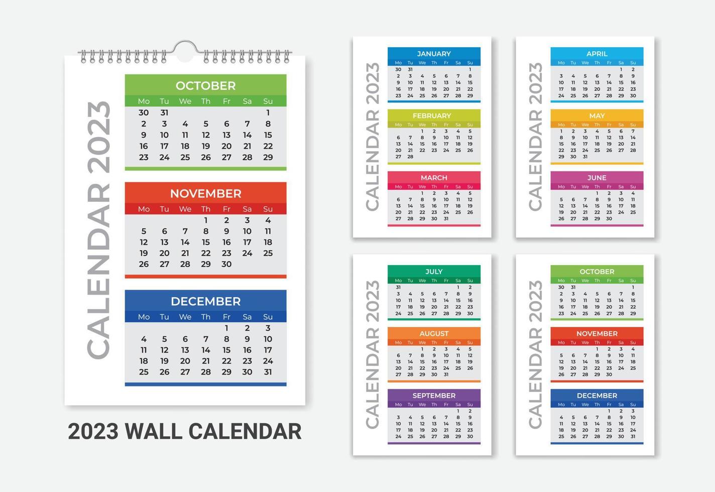 Happy New Year 2023 One Page Wall Calendar vector