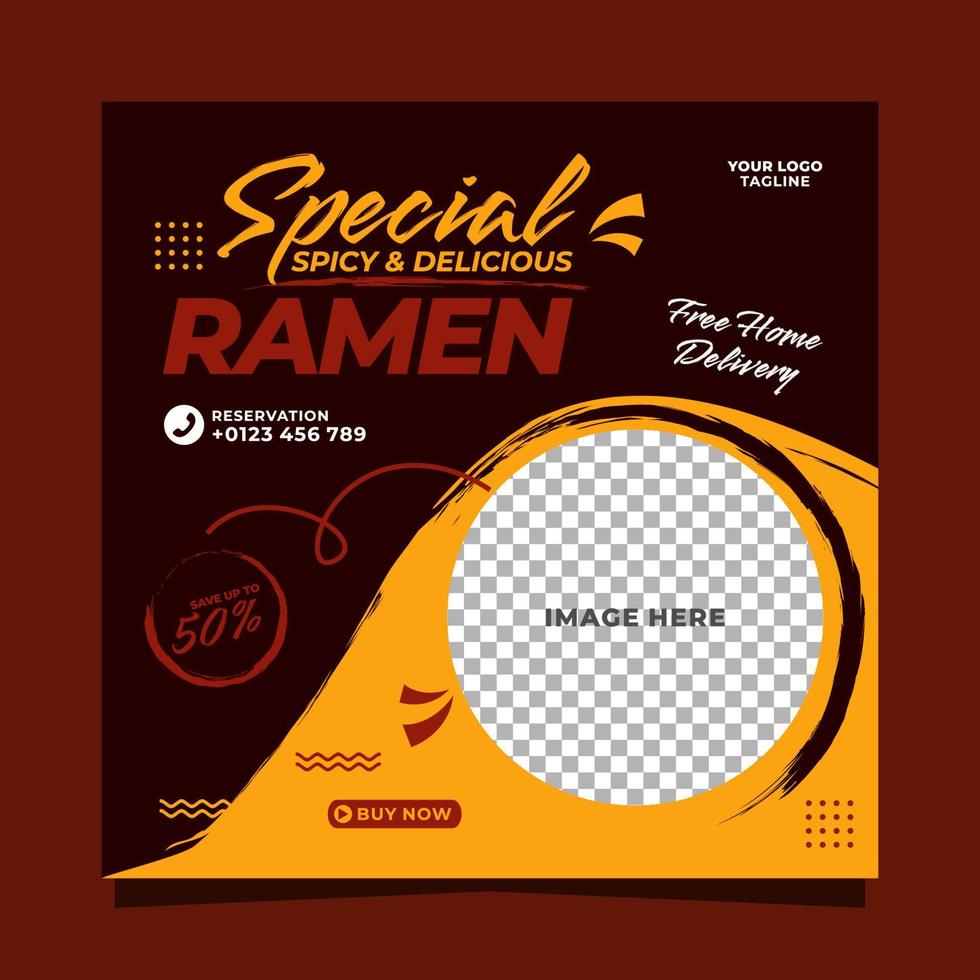 Special ramen promotion social media post banner template vector