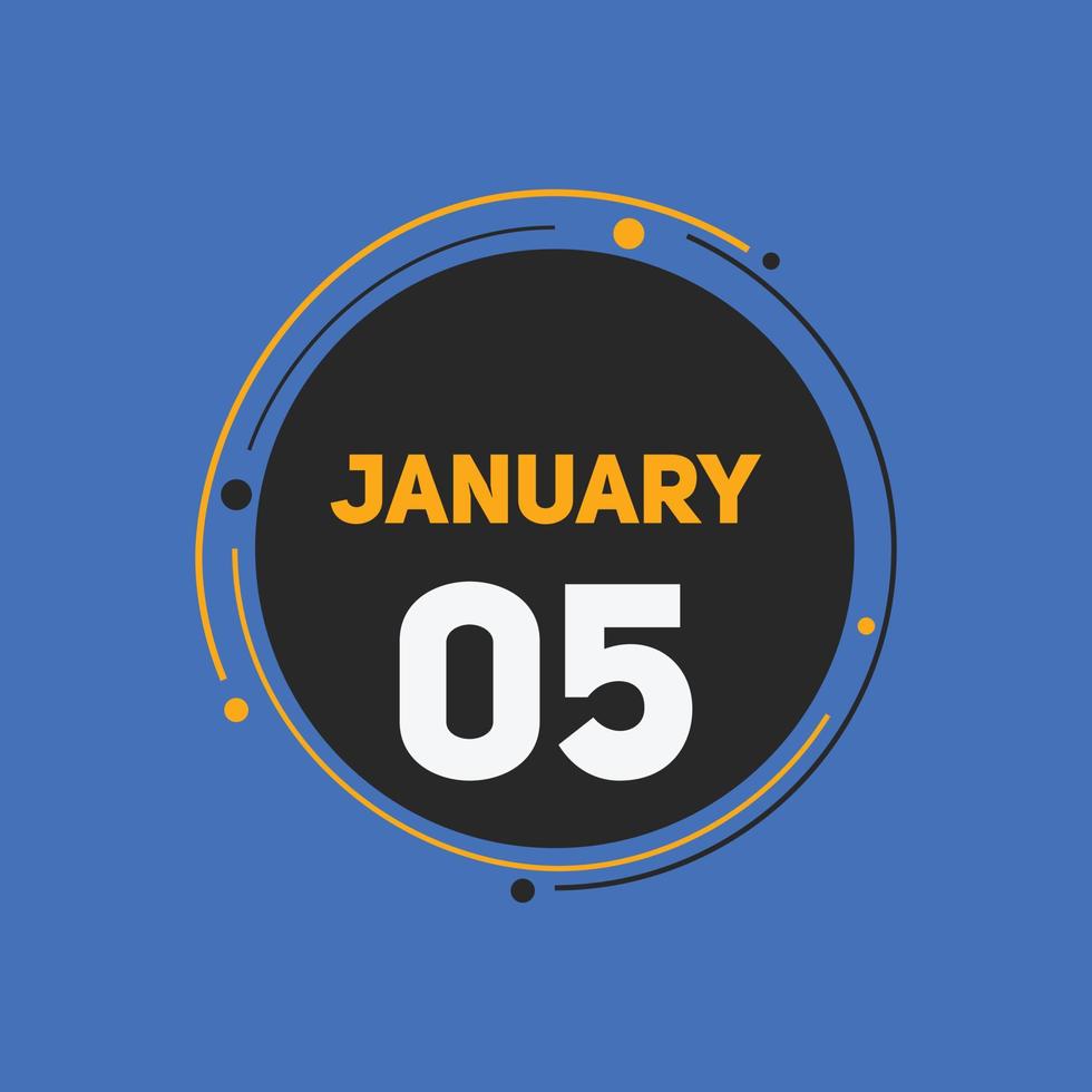 january 5 calendar reminder. 5th january daily calendar icon template. Calendar 5th january icon Design template. Vector illustration