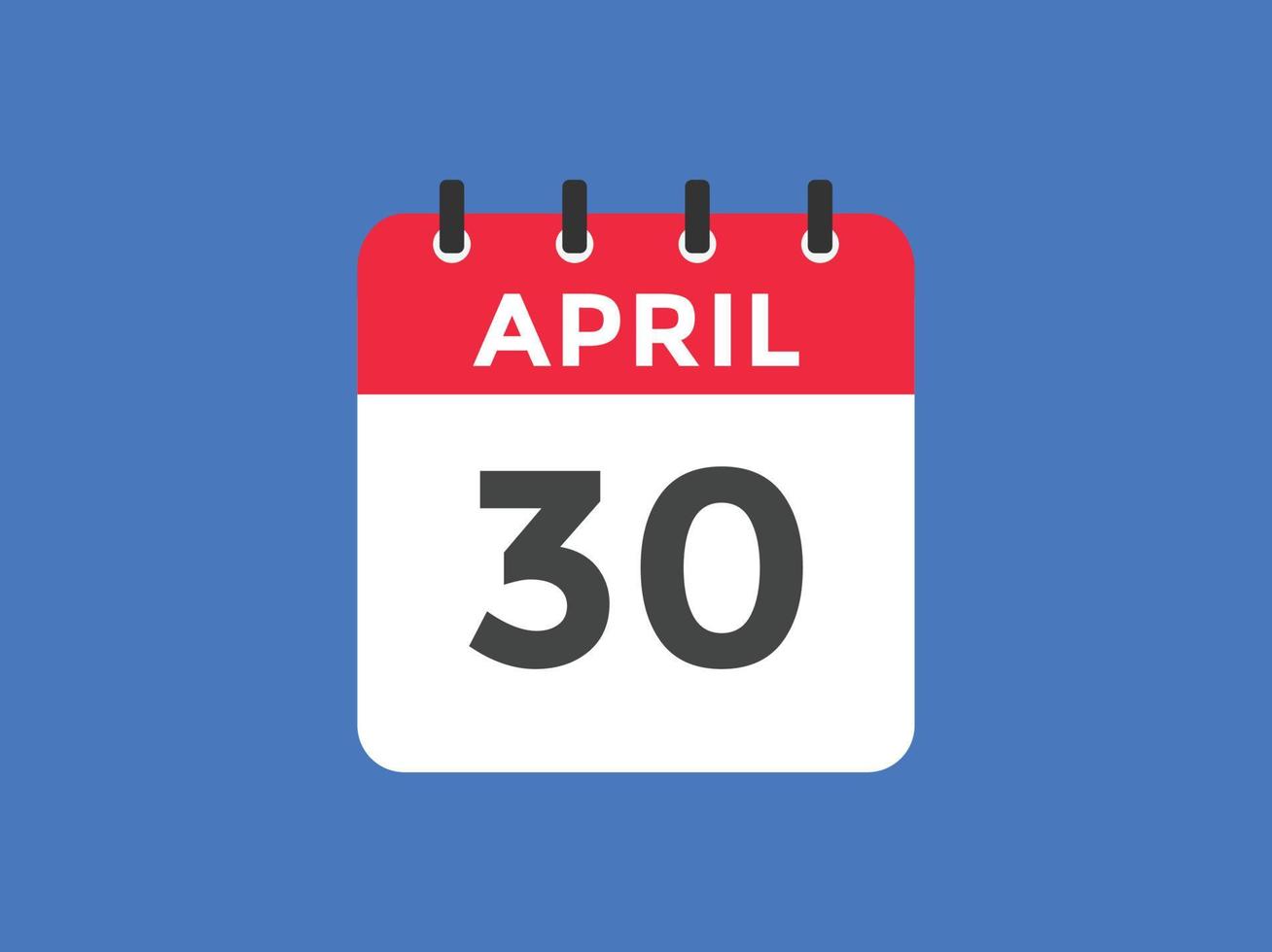 Recordatorio del calendario del 30 de abril. Plantilla de icono de calendario diario del 30 de abril. plantilla de diseño de icono de calendario 30 de abril. ilustración vectorial 11058562 Vector en Vecteezy