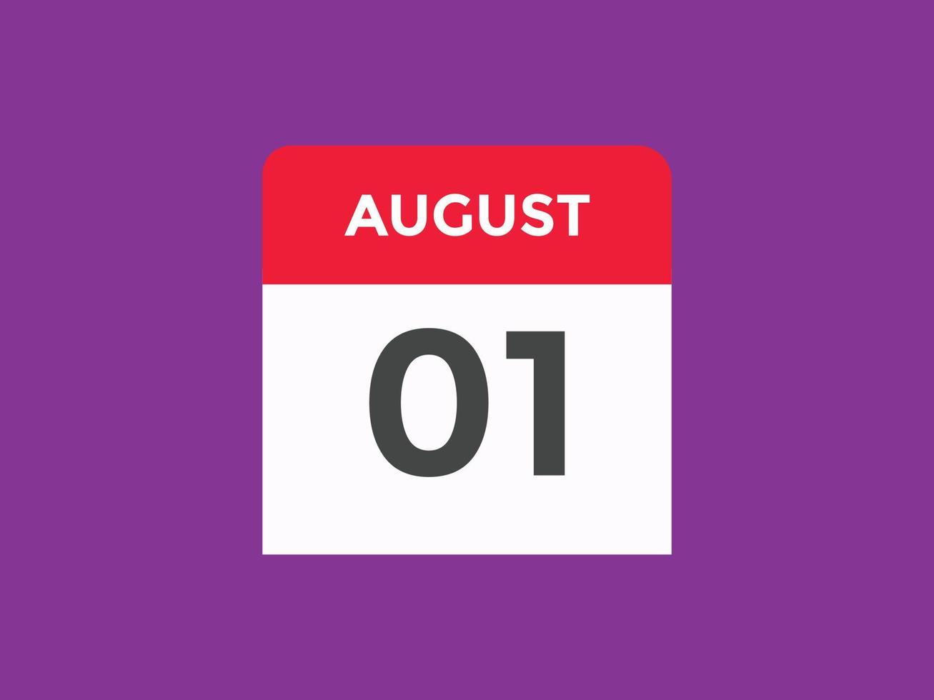 august 1 calendar reminder. 1st august daily calendar icon template. Calendar 1st august icon Design template. Vector illustration
