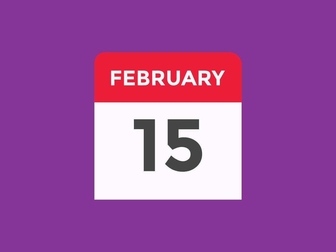 february 15 calendar reminder. 15th february daily calendar icon template. Calendar 15th february icon Design template. Vector illustration