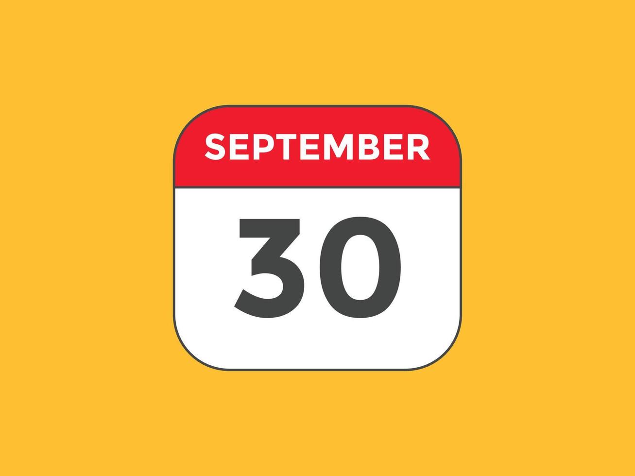 september 30 calendar reminder. 30th september daily calendar icon template. Calendar 30th september icon Design template. Vector illustration