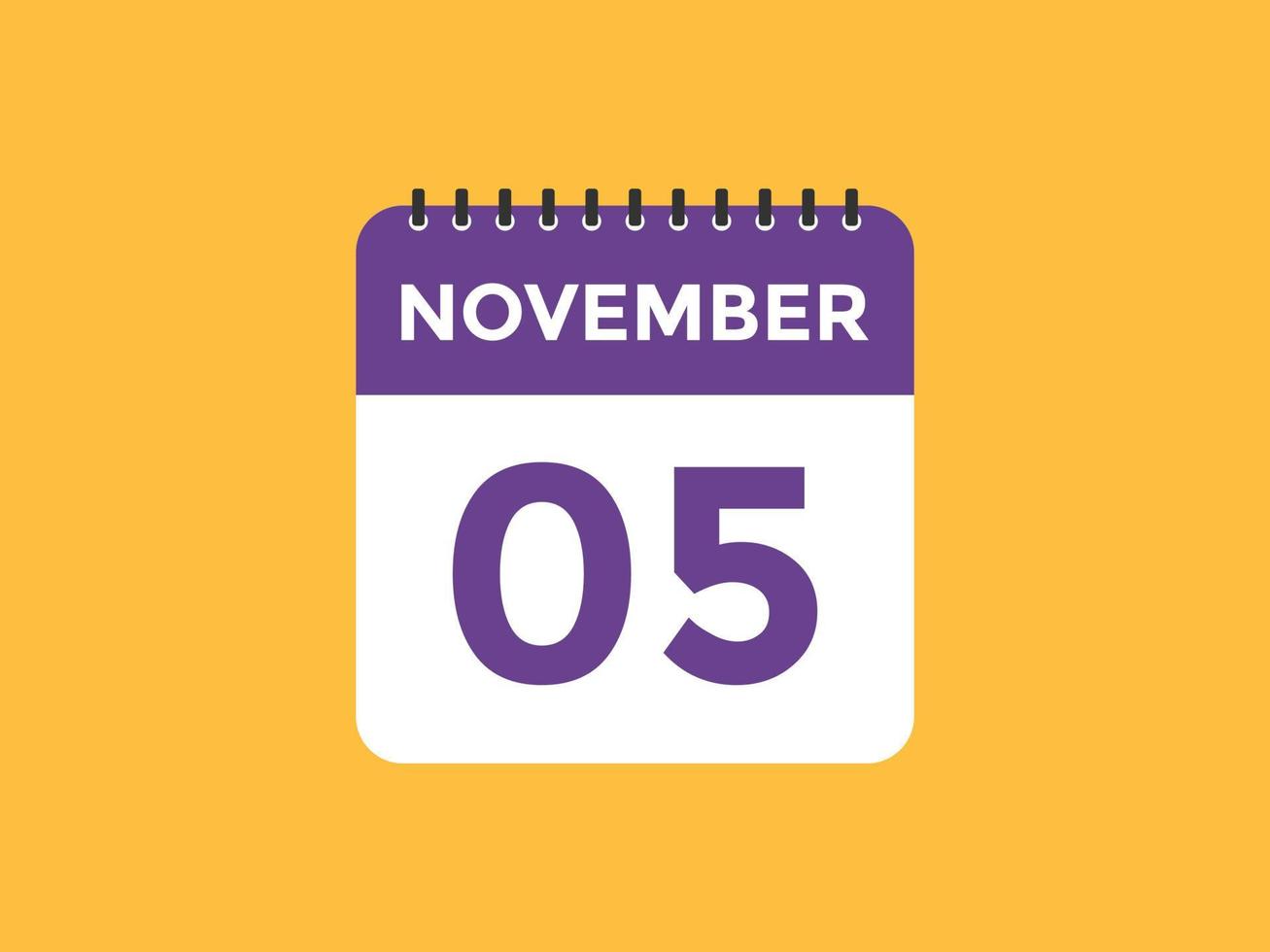 november 5 calendar reminder. 5th november daily calendar icon template. Calendar 5th november icon Design template. Vector illustration