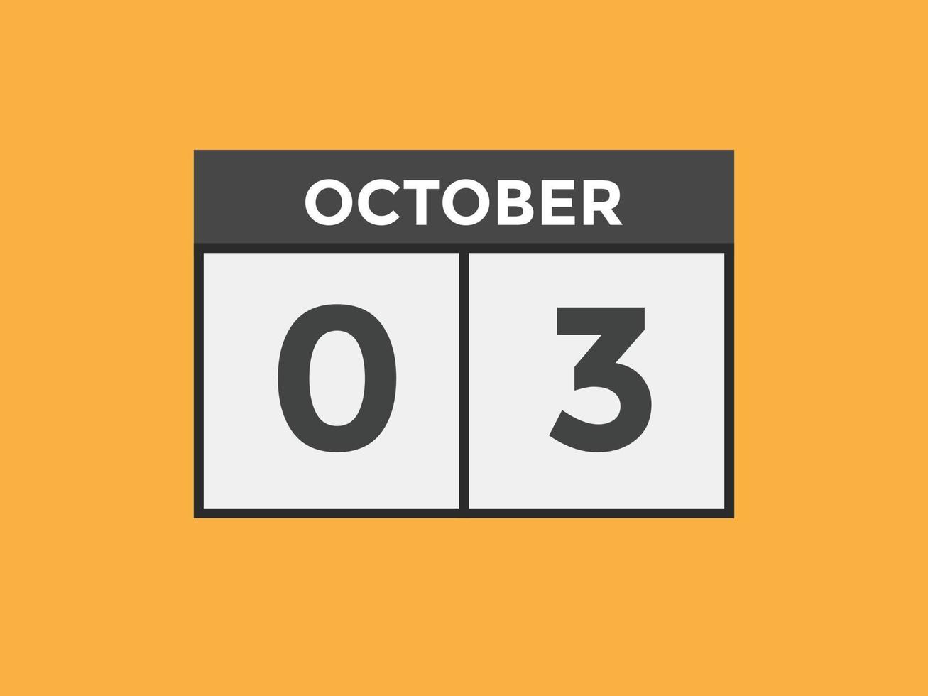 october 3 calendar reminder. 3rd october daily calendar icon template. Calendar 3rd october icon Design template. Vector illustration 11053864 Vector Art at Vecteezy