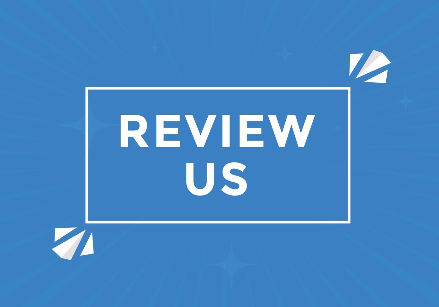 Review us Start now button. Review us User rating social banner promotion. Review Us text social media template vector