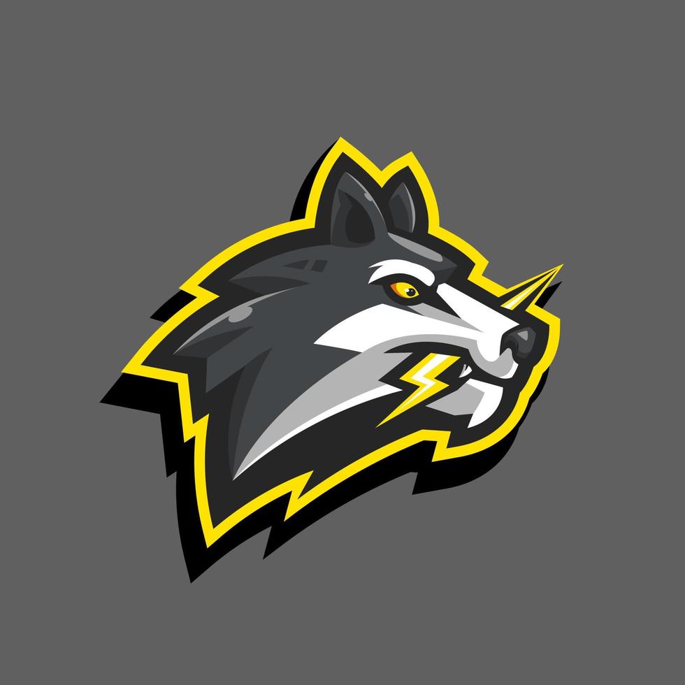 wolf carrying lightning mascot logo vector