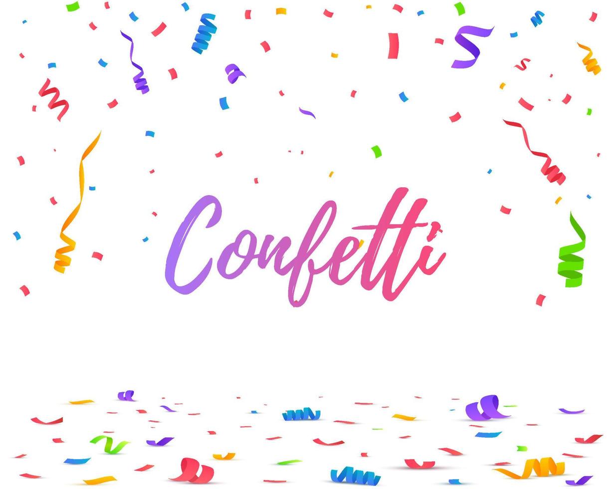 Colorful bright confetti isolated on transparent background. Festive vector illustration