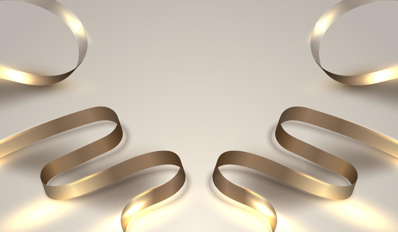 3D realistic golden ribbon lines elements decoration with lighting