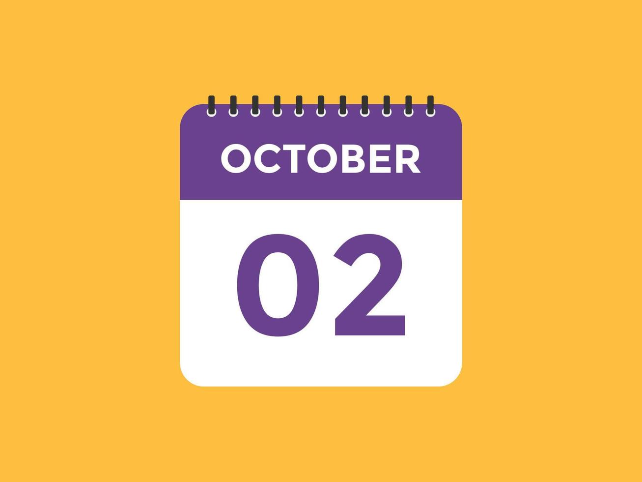 october 2 calendar reminder. 2nd october daily calendar icon template. Calendar 2nd october icon Design template. Vector illustration