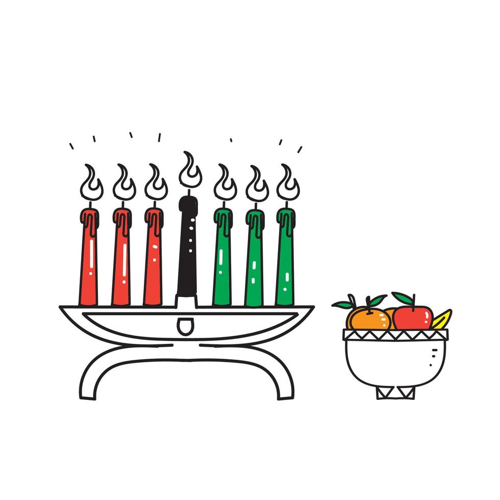 dibujado a mano doodle kwanzaa celebración ilustración vector aislado