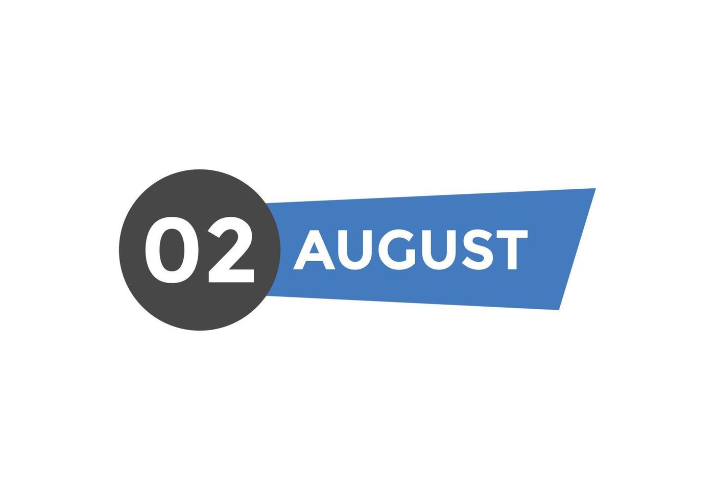 august 2 calendar reminder. 2nd august daily calendar icon template. Calendar 2nd august icon Design template. Vector illustration