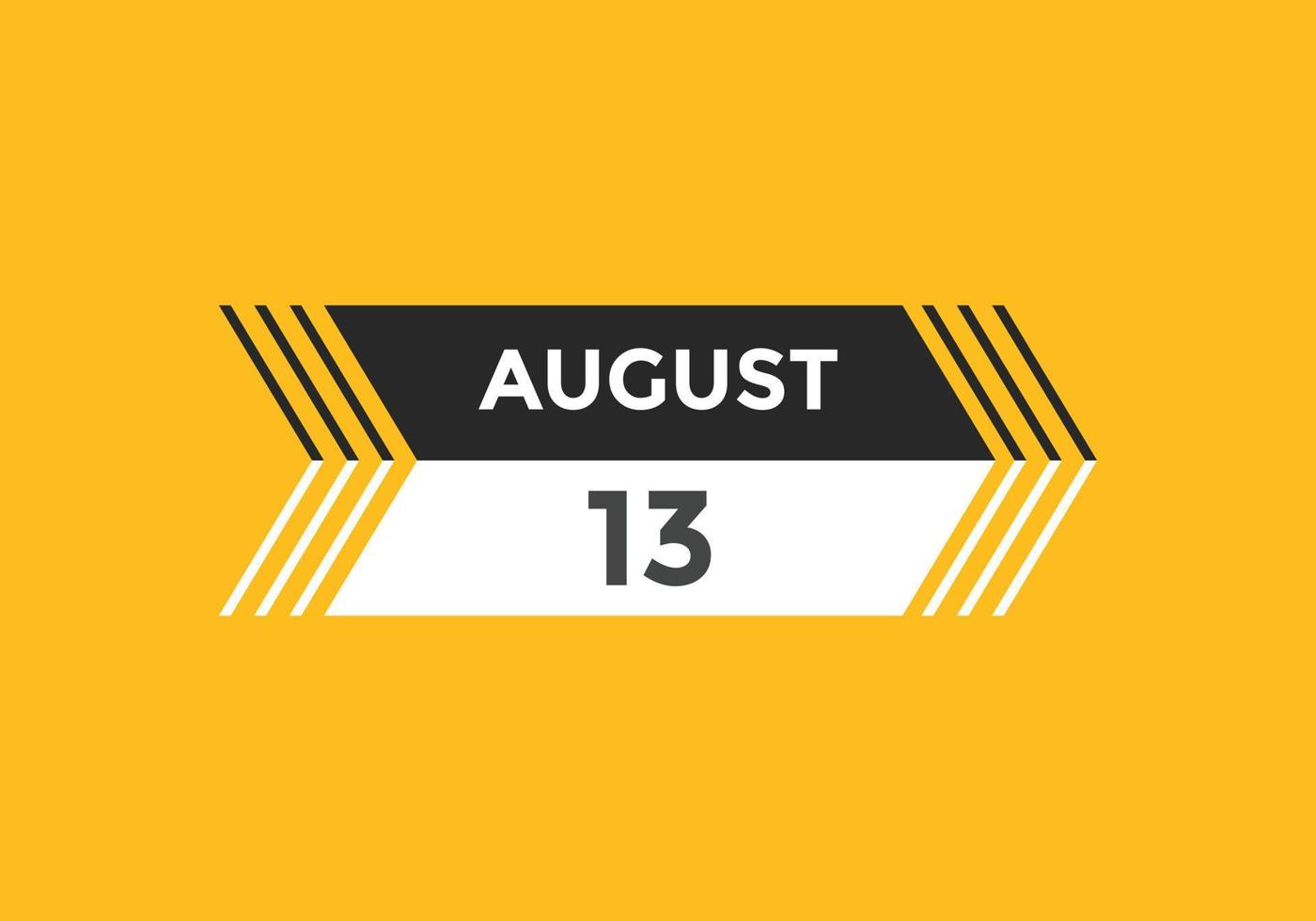 august 13 calendar reminder 13th august daily calendar icon template august 13 calendar reminder 13th august daily calendar icon template