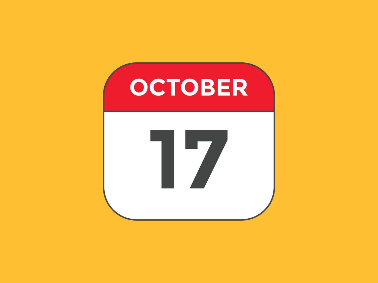 october 17 calendar reminder. 17th october daily calendar icon template.  Calendar 17th october icon Design template. Vector illustration 11059231  Vector Art at Vecteezy