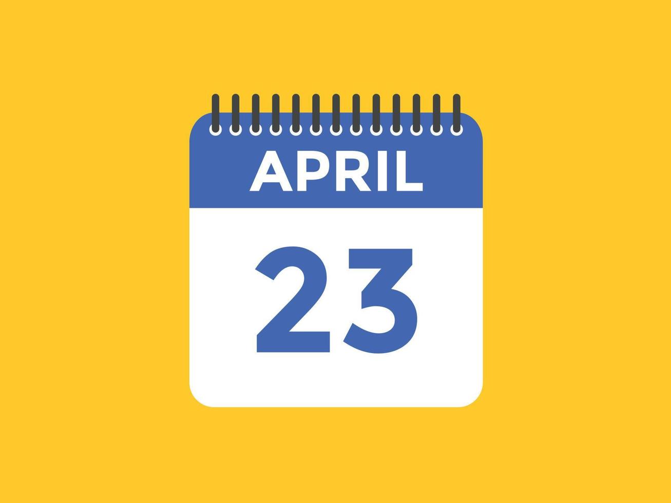 april 23 calendar reminder. 23th april daily calendar icon template. Calendar 23th april icon Design template. Vector illustration