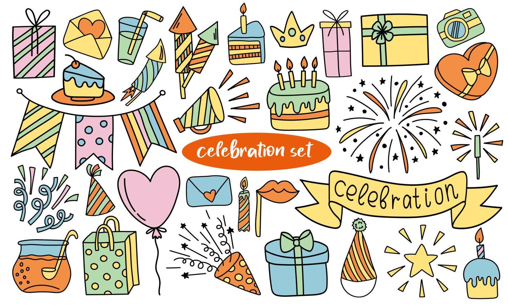 A cute set of doodles for decorating the holidays. vector