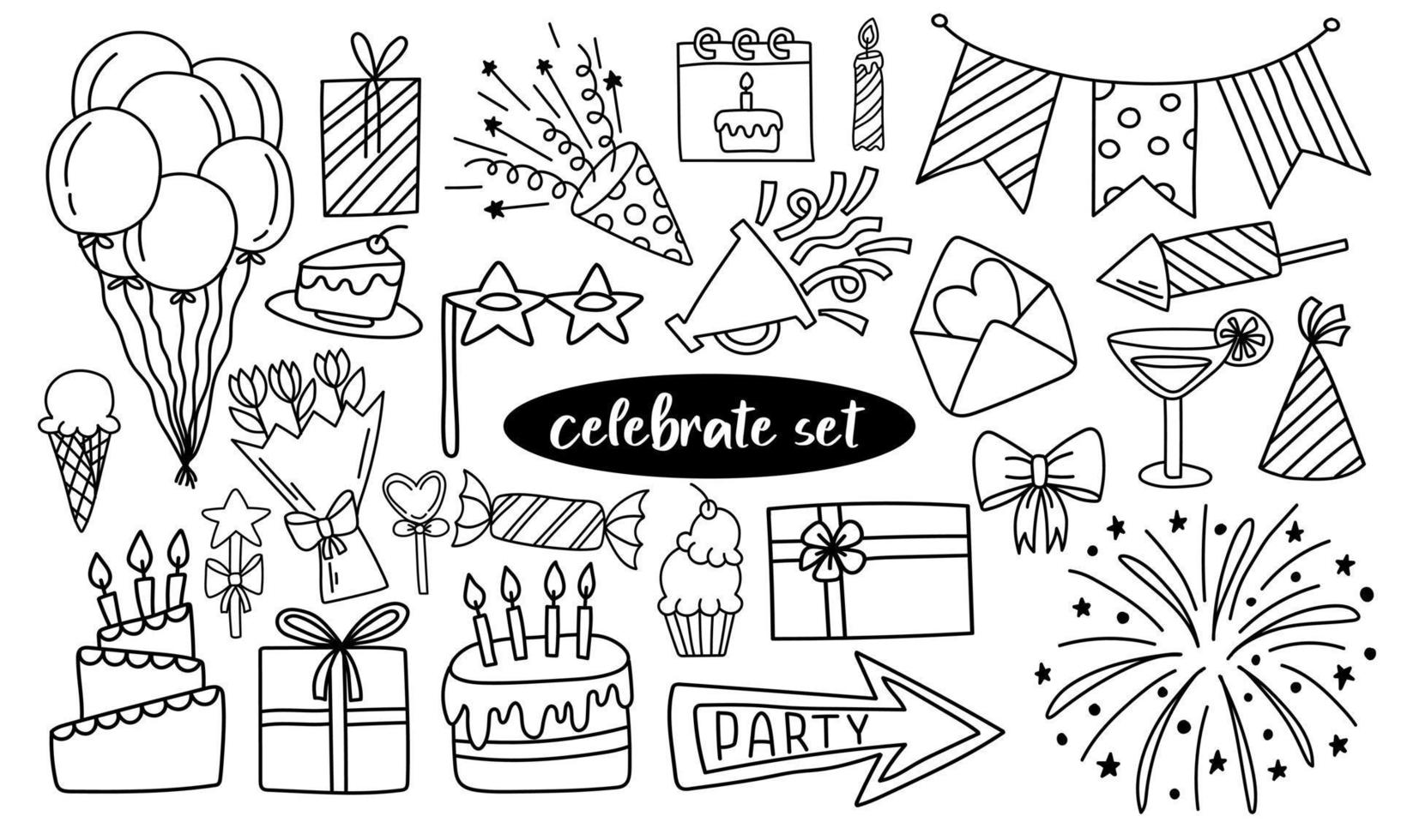 A cute set of doodles for decorating the holidays. vector