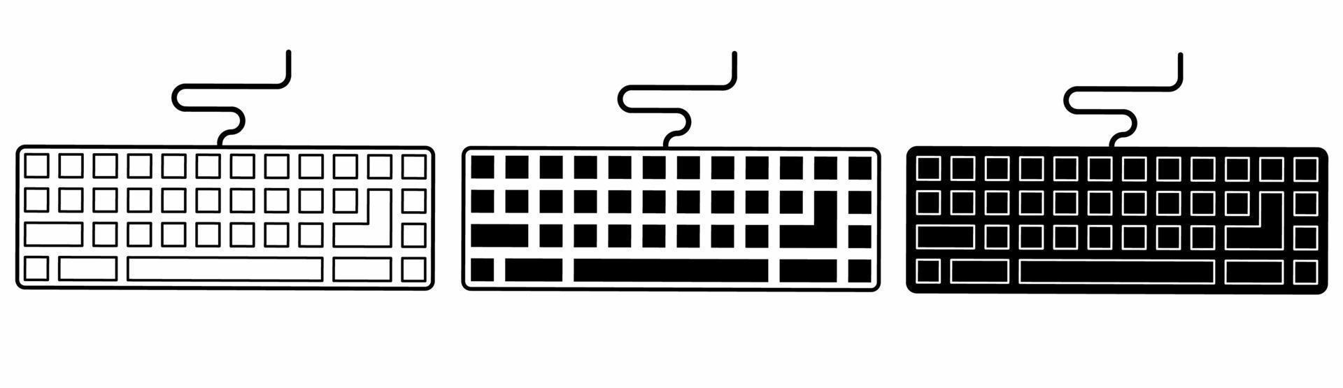 outline silhouette keyboard icon set isolated on white background vector