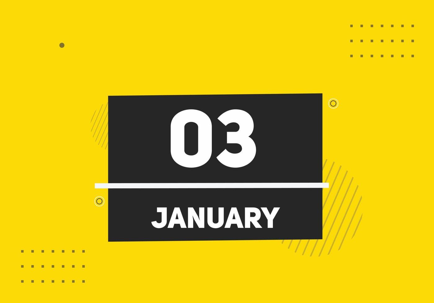 january 3 calendar reminder. 3rd january daily calendar icon template. Calendar 3rd january icon Design template. Vector illustration