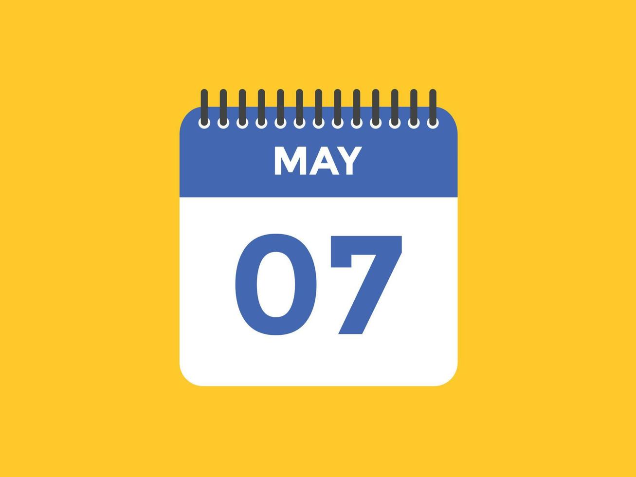 may 7 calendar reminder. 7th may daily calendar icon template. Calendar 7th may icon Design template. Vector illustration