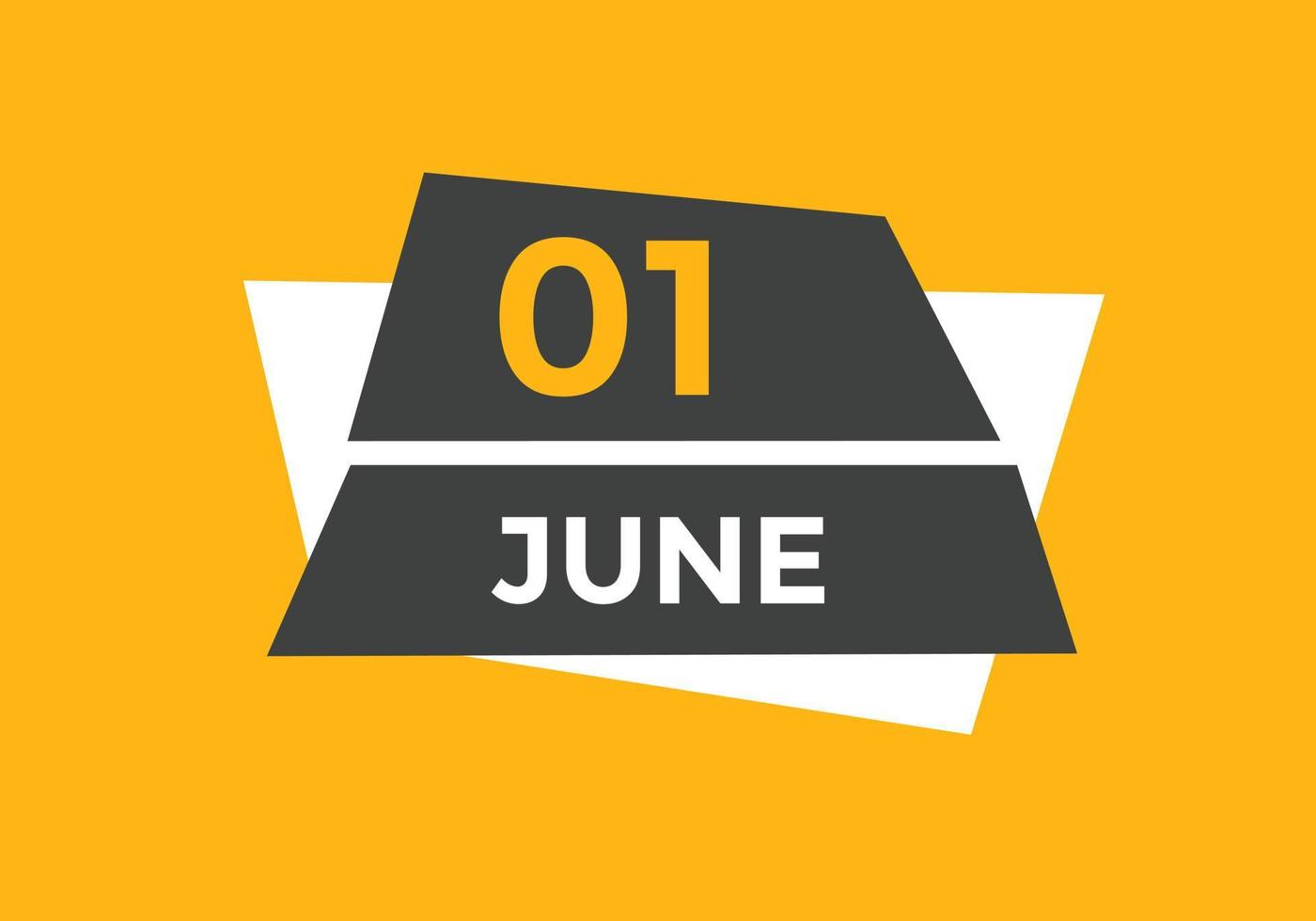 june 1 calendar reminder. 1st june daily calendar icon template. Calendar 1st june icon Design template. Vector illustration