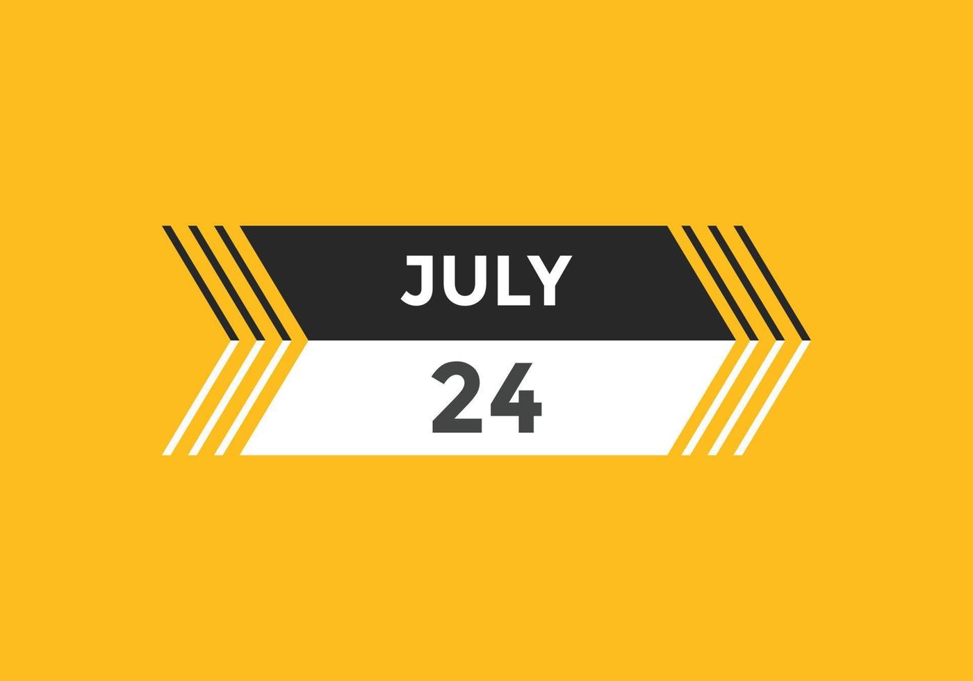 july 24 calendar reminder. 24th july daily calendar icon template. Calendar 24th july icon Design template. Vector illustration