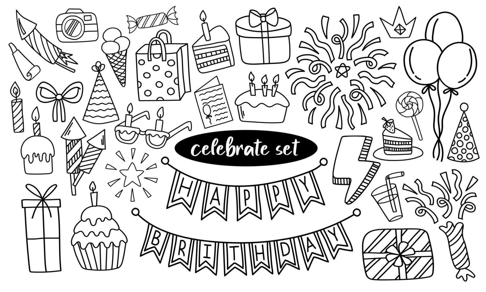 A cute set of doodles for decorating the holidays. vector