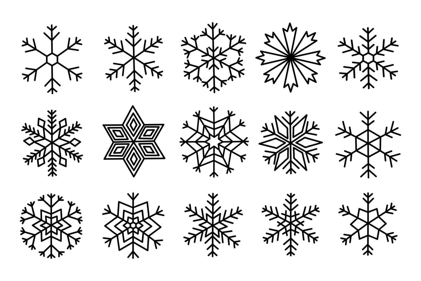 un conjunto simple con copos de nieve para crear decoraciones navideñas y de año nuevo vector