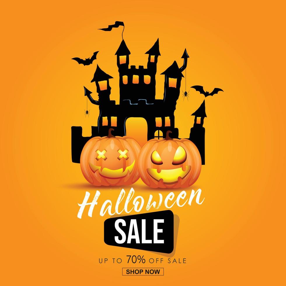 Halloween Sale Illustration Vector Template for Promotion Design