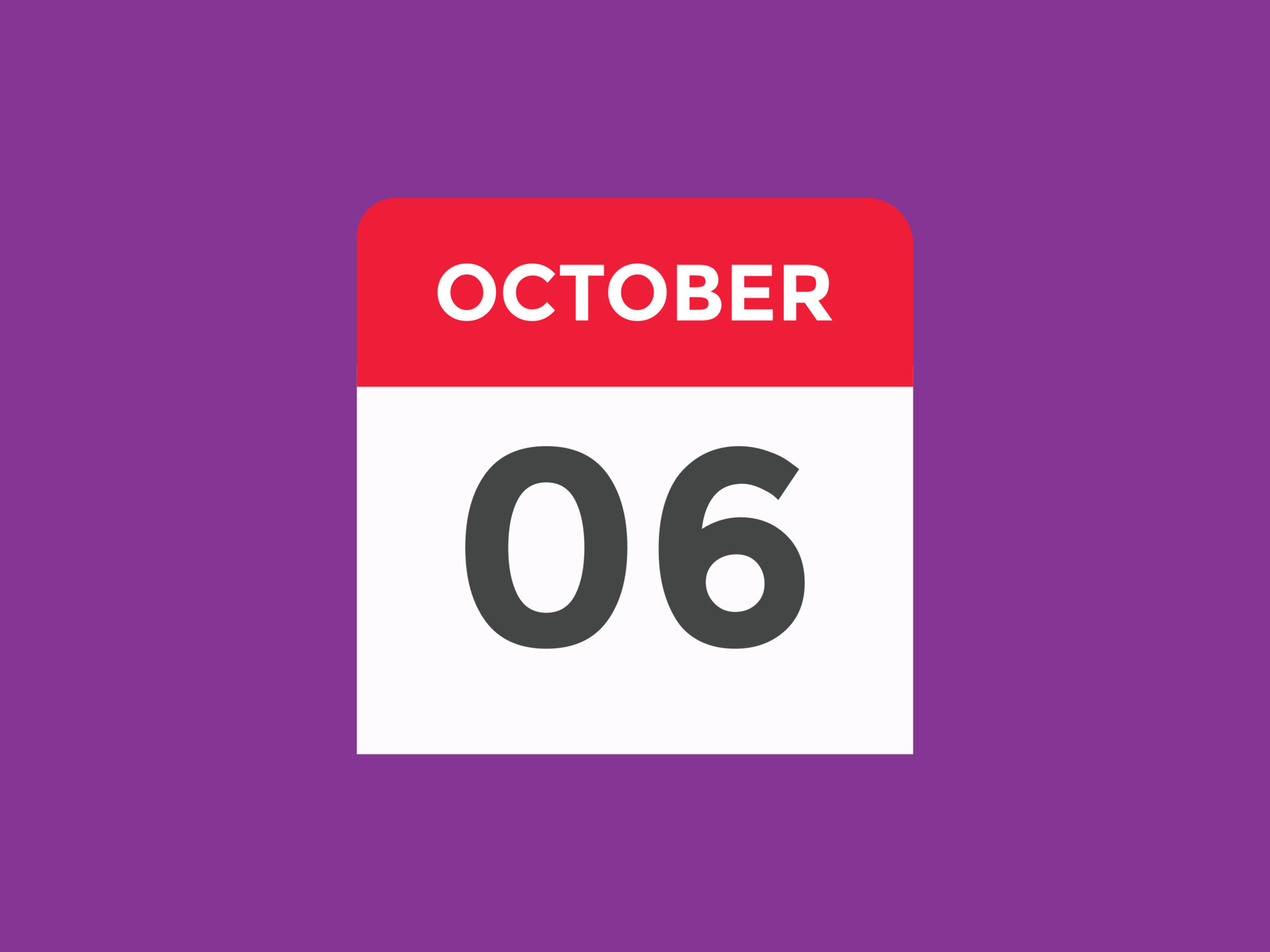 october 6 calendar reminder. 6th october daily calendar icon template. Calendar 6th october icon