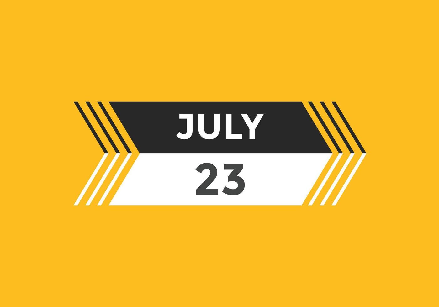 july 23 calendar reminder. 23th july daily calendar icon template. Calendar 23th july icon Design template. Vector illustration