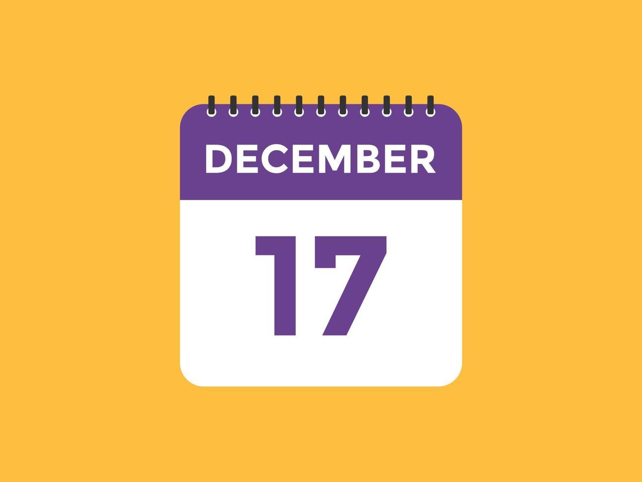 december 17 calendar reminder. 17th december daily calendar icon template. Calendar 17th december icon Design template. Vector illustration