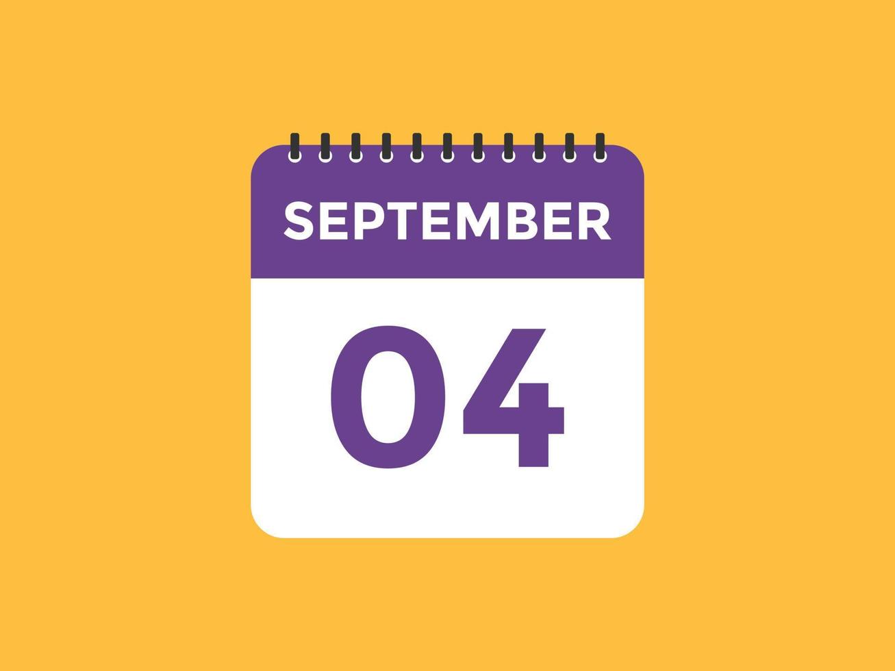 september 4 calendar reminder. 4th september daily calendar icon template. Calendar 4th september icon Design template. Vector illustration